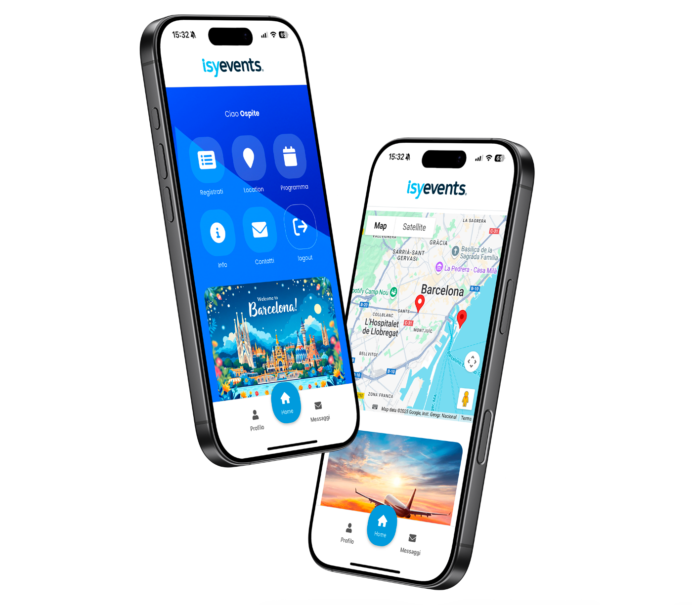 Schermate dell'app mobile isyevents